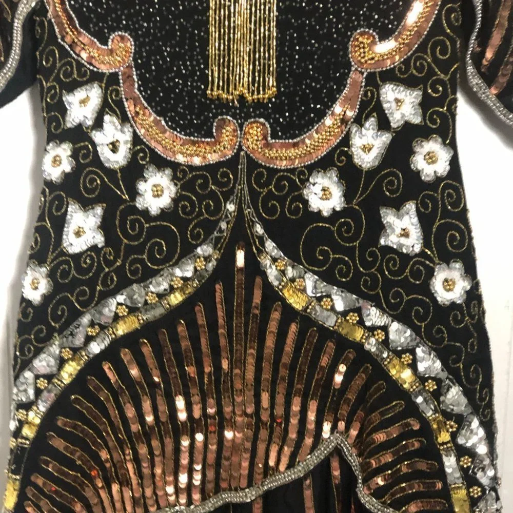 Womens Black and Sequins Gown/Dress. Size Small - Picture 5 of 12